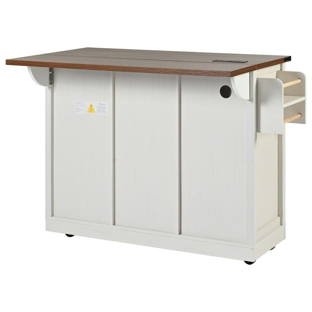 HOMLUX 54" Kitchen Island with Sliding Barn Door in White, , large