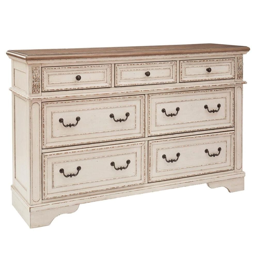 Ashley Realyn Dresser in Chipped White and Brown, , large