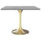 Leisuremod LeisureMod Verve Collection 36 Square Dining Table, Brushed Gold Base with Laminated White Marbleized Top, , large