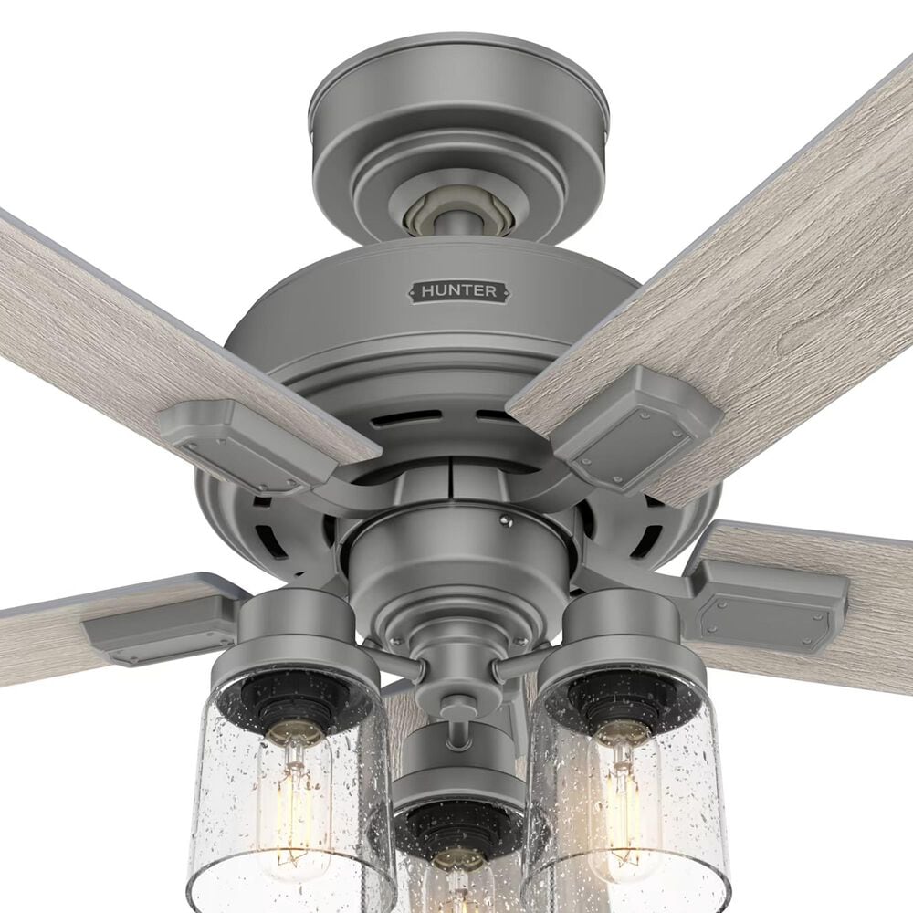 Hunter Hartland 52&quot; Ceiling Fan with LED Lights in Matte Silver, , large