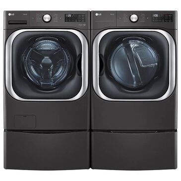 LG 5.2 Cu. Ft. Smart Front Load Washer and 9 Cu. Ft. Smart Front Load Gas Dryer in Black Steel, , large