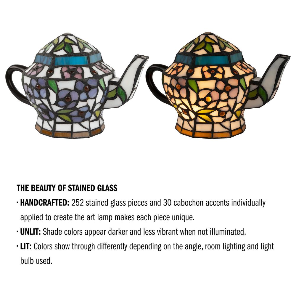 Timberlake Tiffany Style Teapot Lamp in Multicolor, , large