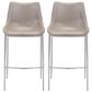 Zuo Modern Magnus Bar Stool in Gray and Silver (Set of 2), , large