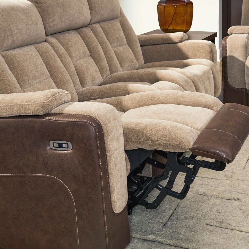 Ashley Mixed Motion Power Reclining Sofa in Brownstone, , large