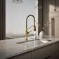 Kohler Tournant Semi-Professional Pull Down Kitchen Sink Faucet in Vibrant Brushed Moderne Brass, , large