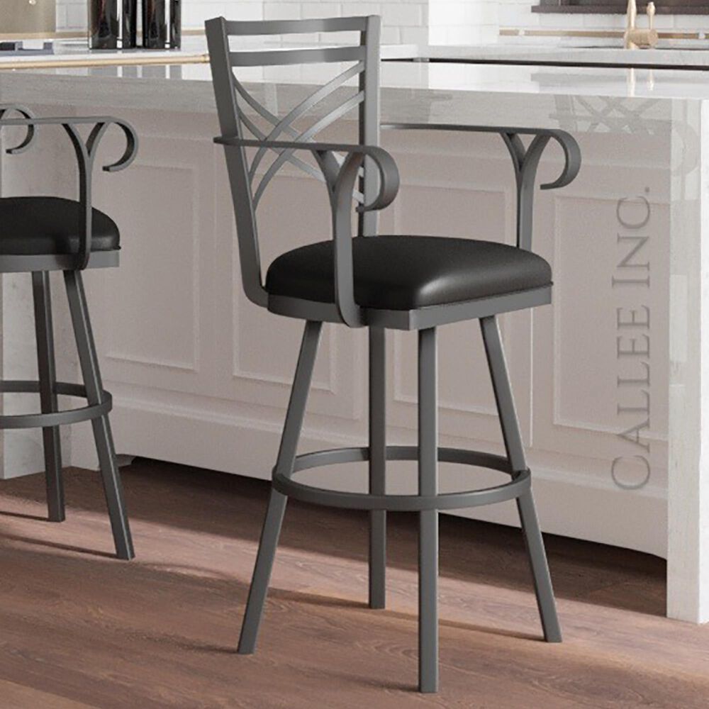 Delaware Dining Rebecca 26" Swivel Barstool in Flintrock Grey/Black, , large