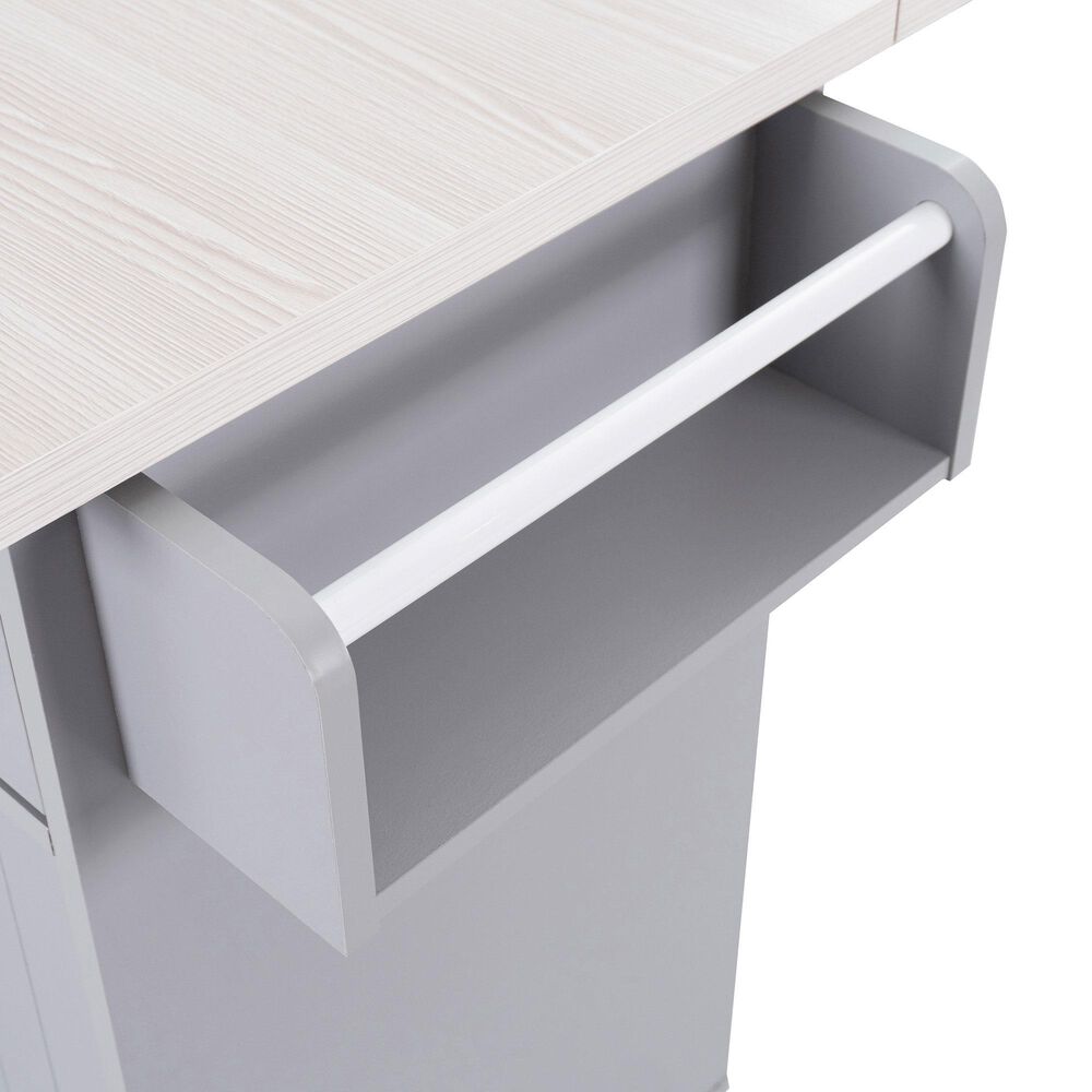 HOMLUX 51" Kitchen Island with Trash Can Storage Cabinet in Grey, , large