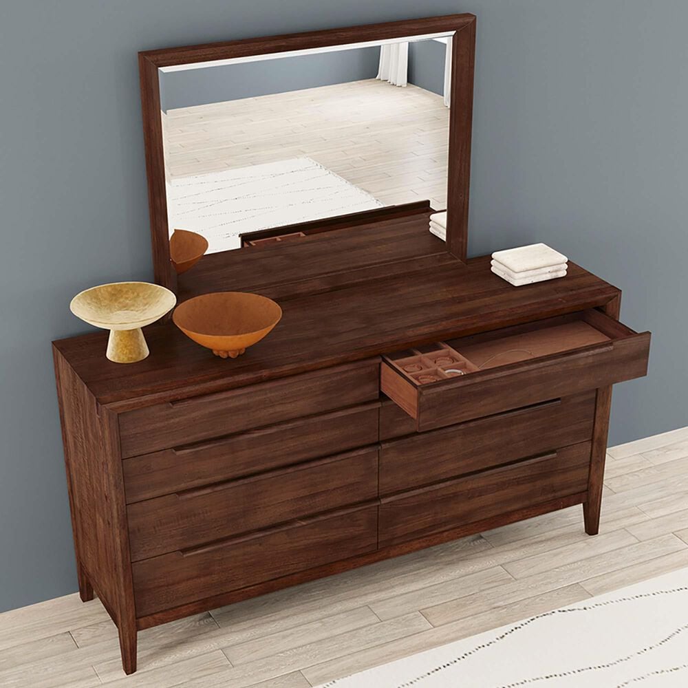A-America Ralston 8-Drawer Dresser and Mirror in Dark Amber, , large