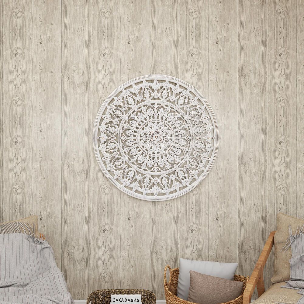 Maple and Jade 36&quot; x 36&quot; Flowers Wall Decor in Distressed White, , large