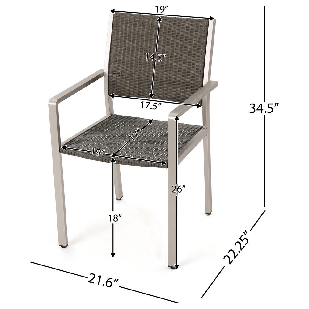 Hearth and Haven Cape Coral Outdoor Wicker Dining Chair in Grey &#40;Set of 2&#41;, , large