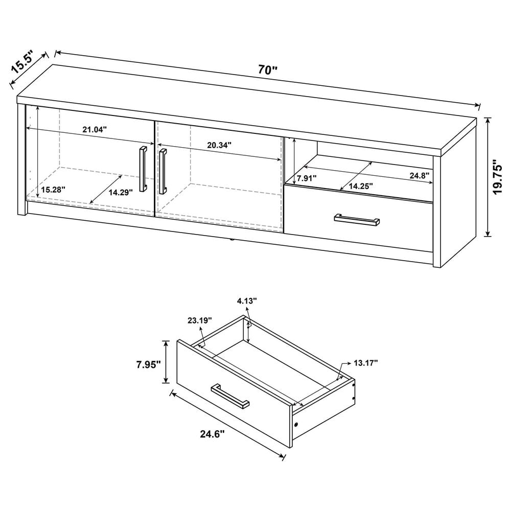 Coaster Murray 70&quot; TV Stand Media Console in Black, , large
