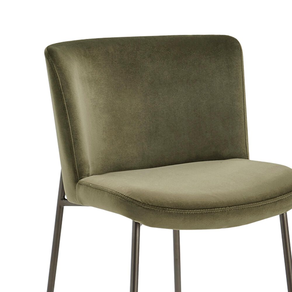 Moe's Home Collection Early Counter Stool with Faux Green Mohair Upholstery in Blackened Bronze, , large