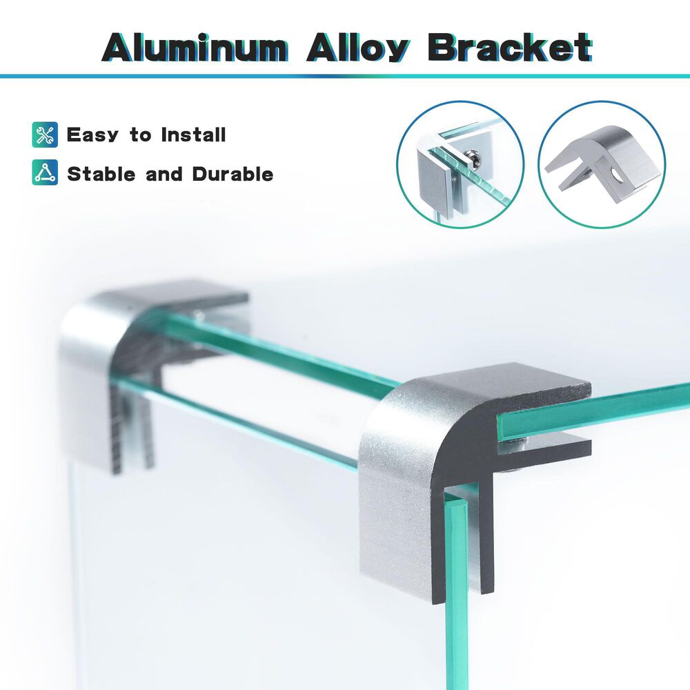 HOMLUX 23" Fire Pit Glass Flame Wind Guard with Aluminum Corner in Clear, , large