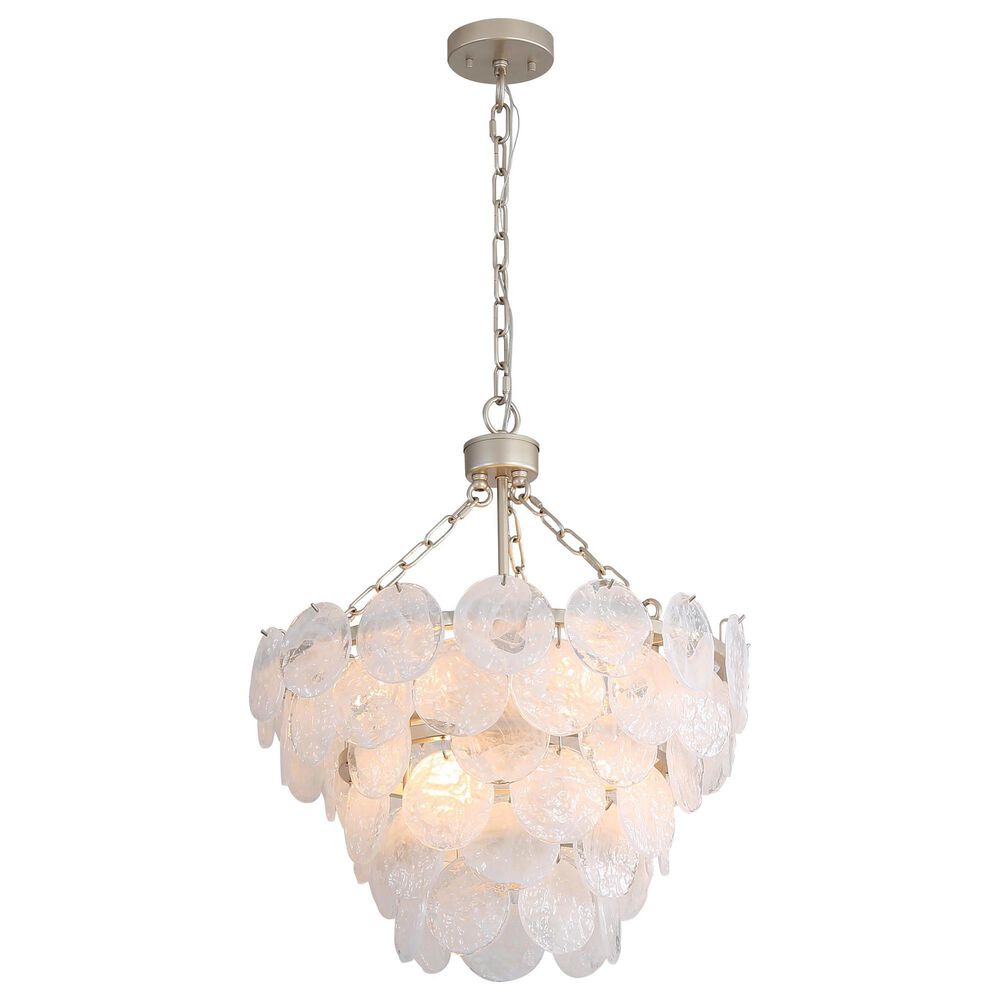Golden Lighting Cascada 3-Tier 8-Light Pendant with Cirrus Cloud Glass Shade in Aegean Silver, , large