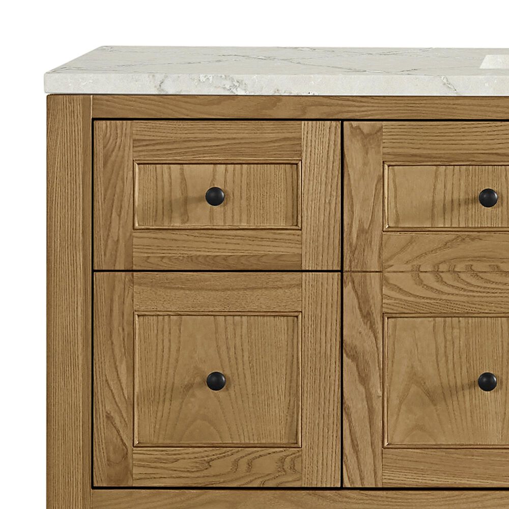 James Martin Vanities Breckenridge 60&quot; Single Bathroom Vanity in Light Natural Oak with 3 cm Victorian Silver Quartz Top and Rectangular Sink, , large