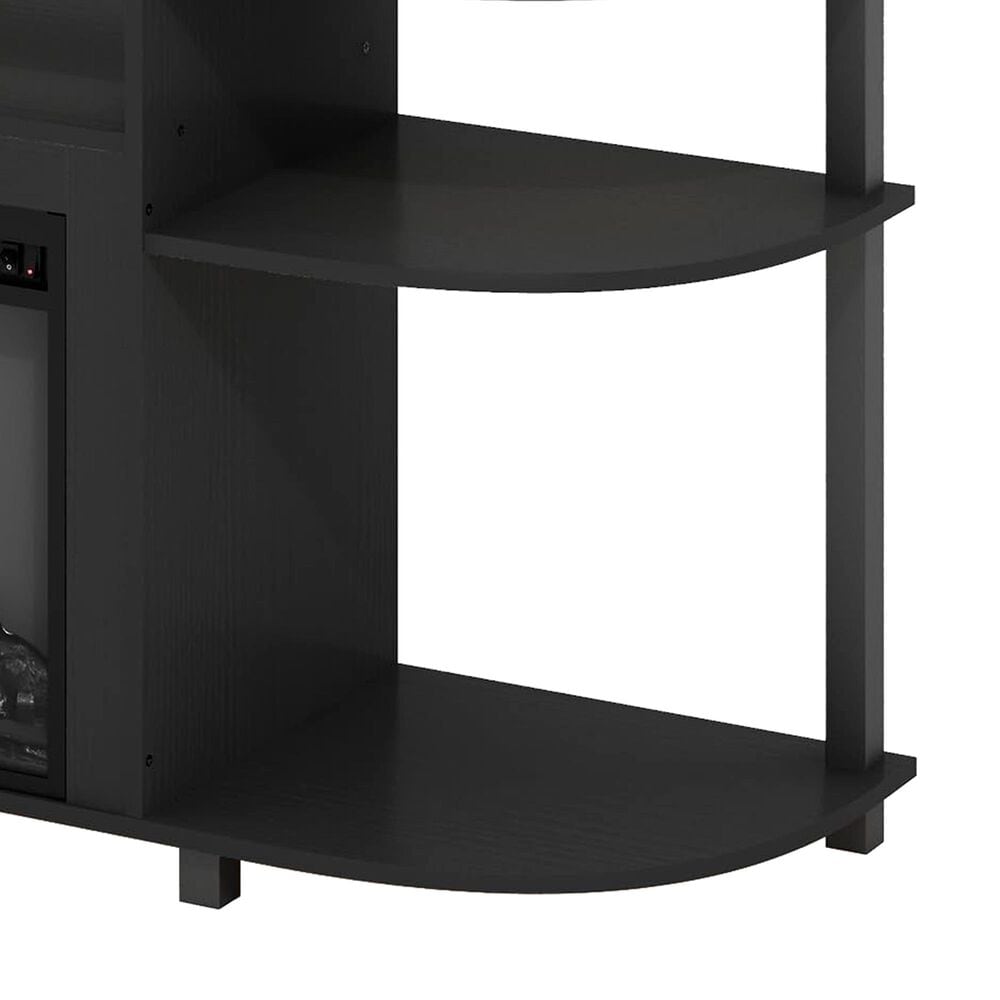 HOMLUX 47" Curved TV Stand with Electric Fireplace in Americano and Black, , large