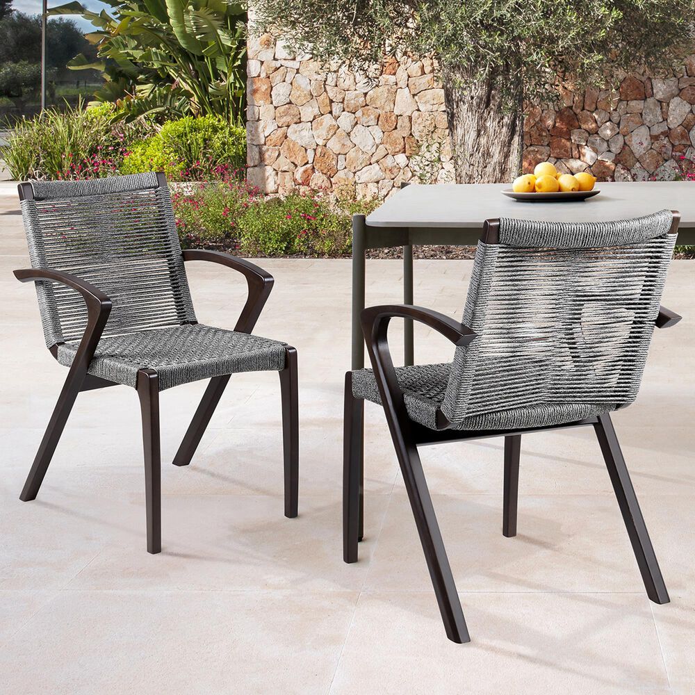 Blue River Nabila Outdoor Dining Chair with Gray Rope in Dark Earth (Set of 2), , large