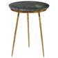 Maple and Jade Accent End Table with Metal Tripod Legs and Zig-Zag Detail in Matte Green and Satin Gold, , large