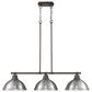 Golden Lighting Duncan 3-Light Pendant with Pewter Shade in Rubbed Bronze, , large