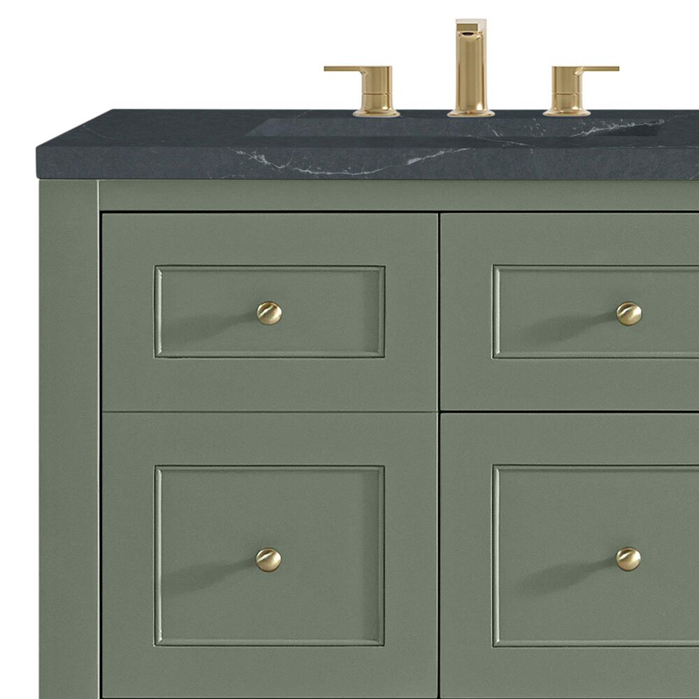 James Martin Vanities Breckenridge 60&quot; Double Bathroom Vanity in Smokey Celadon with 3 cm Charcoal Soapstone Quartz Top and Rectangular Sinks, , large