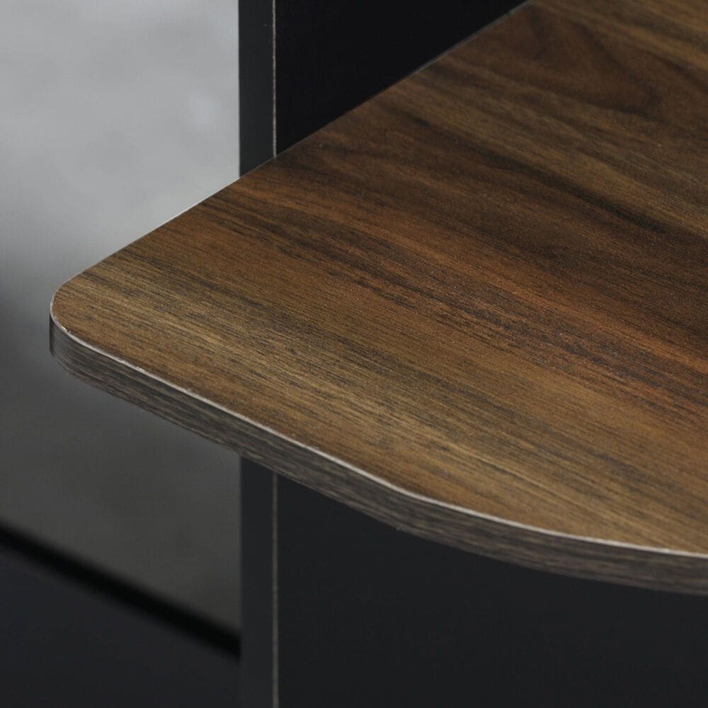 HOMLUX Compact Computer Desk with 3 Side Storage Shelves in Columbia Walnut and Black, , large