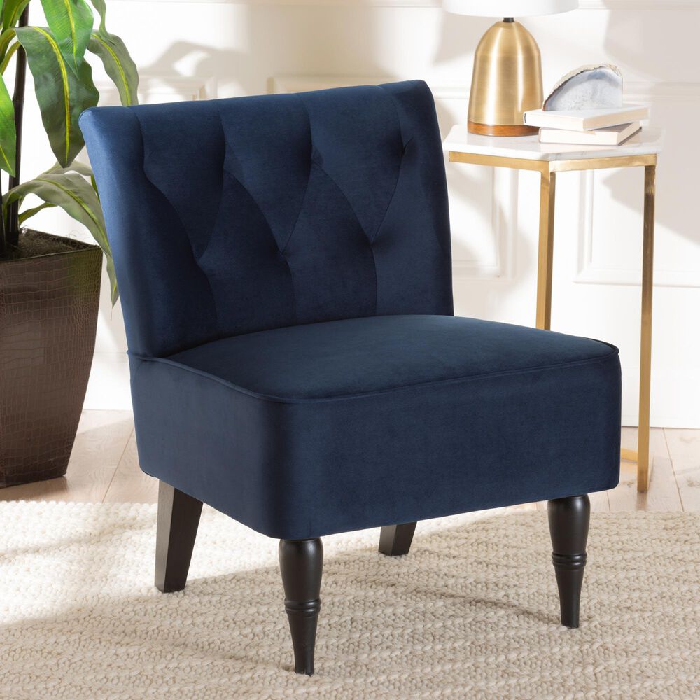Baxton Studio Harmon Accent Chair in Navy Blue, , large