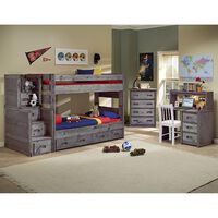 Timber Point Bunkhouse Wrangler Twin over Twin Bunkbed in Driftwood