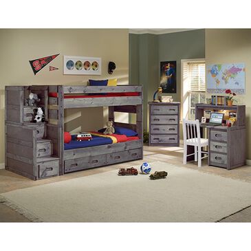 Timber Point Bunkhouse Wrangler Twin over Twin Bunkbed in Driftwood, , large