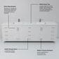 Lexora Home Jacques 84" Double Bathroom Vanity in White with 2 cm White Quartz Top and Rectangular Sinks, , large