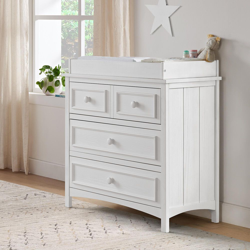 Oxford Baby Bennett 3-Drawer Dresser with Changing Topper in Rustic White, , large