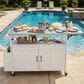 Hearth and Haven Outdoor Kitchen Island Cart with Adjustable Shelves and Stainless Steel Top in White, , large
