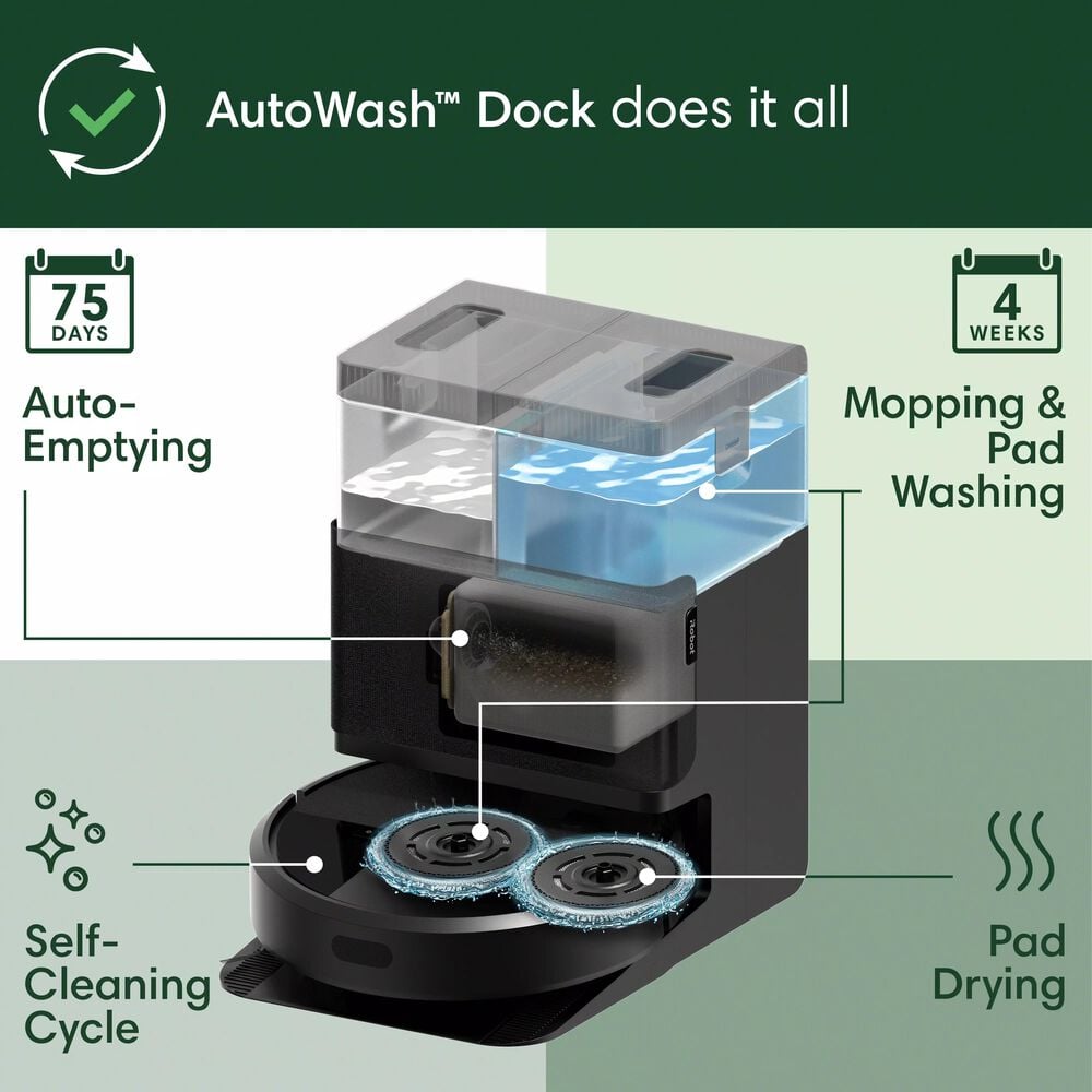iRobot Roomba Plus 405 Combo Robot Vacuum with AutoWash Dock in Black, , large