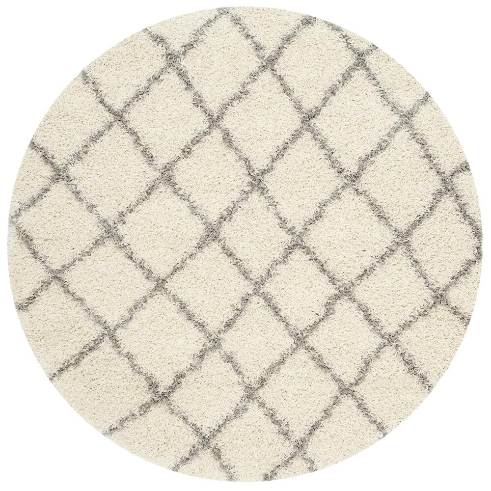 Safavieh Dallas Shag SGD258F-6R 6&#39; Round Ivory/Grey Area Rug, , large