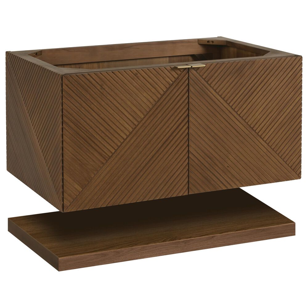 James Martin Vanities Marcello 36" Wall Mounted Single Bathroom Vanity in Chestnut with 3 cm Parisien Bleu Quartz Top and Rectangular Sink, , large