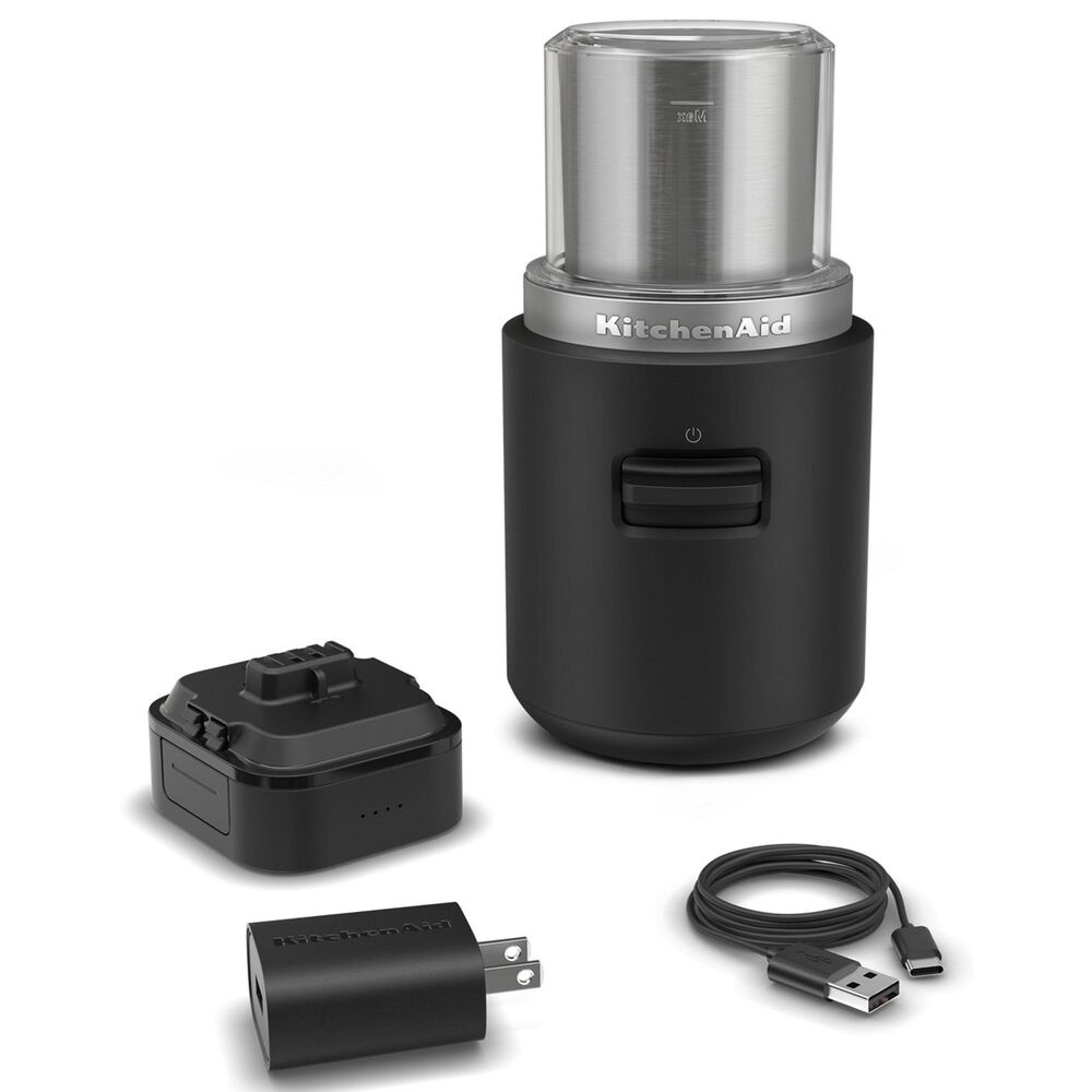 KitchenAid Go Cordless Blade Coffee Maker Grinder with Battery in Matte Black and Stainless Steel, , large