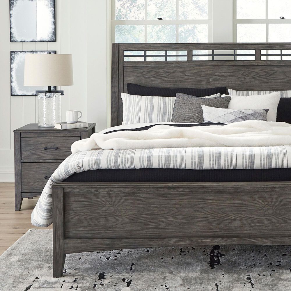 Ashley Montillan King Panel Bed and Two Nightstands in Grayish Brown, , large