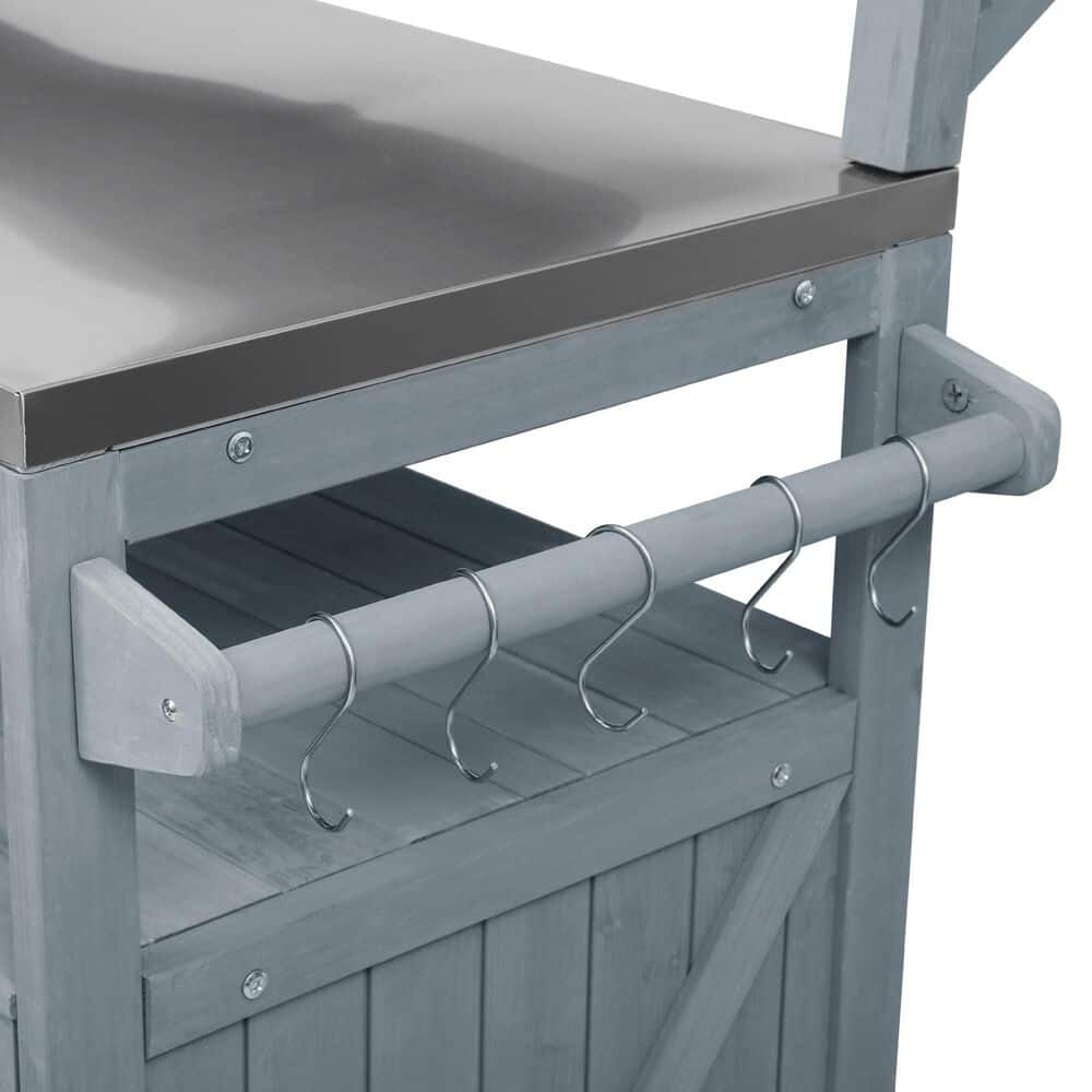 HOMLUX 53" Outdoor Kitchen Island in Grey Blue and Stainless Steel, , large