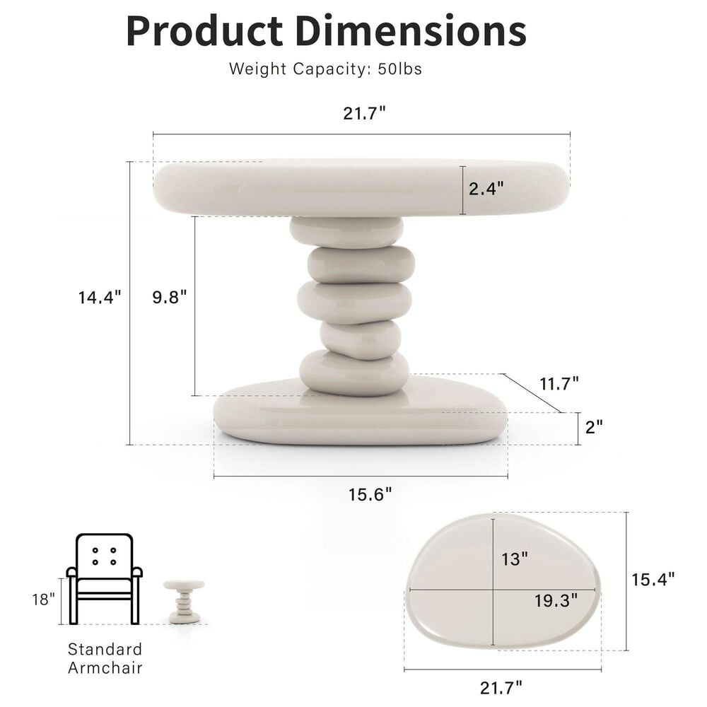 Furniture of America Rene Glossy End Table in Cream, , large