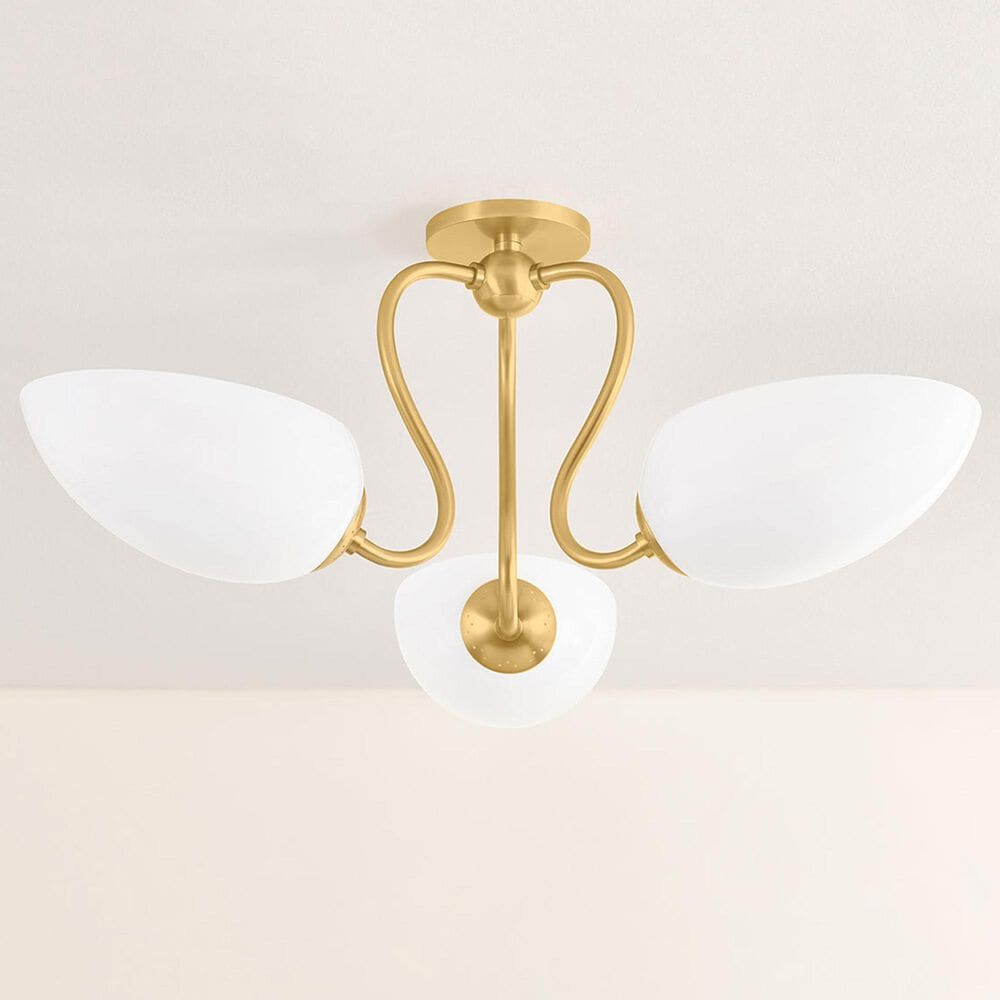 Mitzi Lighting Reva 3-Light Semi-Flush in Aged Brass, , large