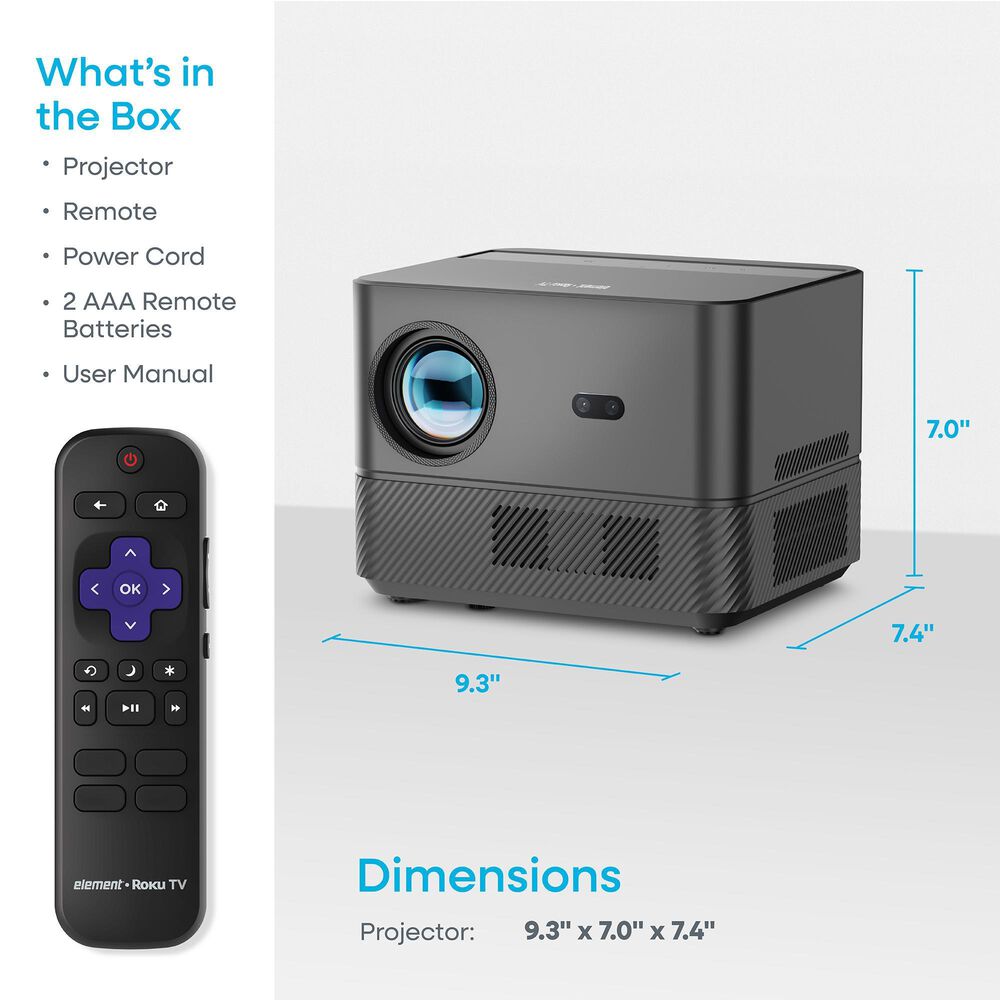 Element Roku 1080P FHD Home Theater Smart Projector in Gray, , large