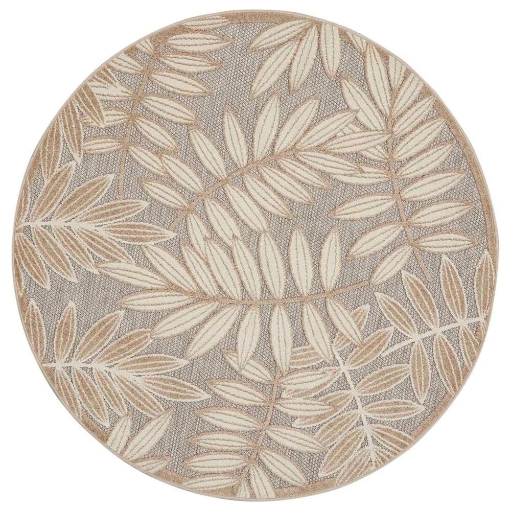 Nourison Aloha Tropical 5"3" Round Natural Indoor/Outdoor Area Rug, , large