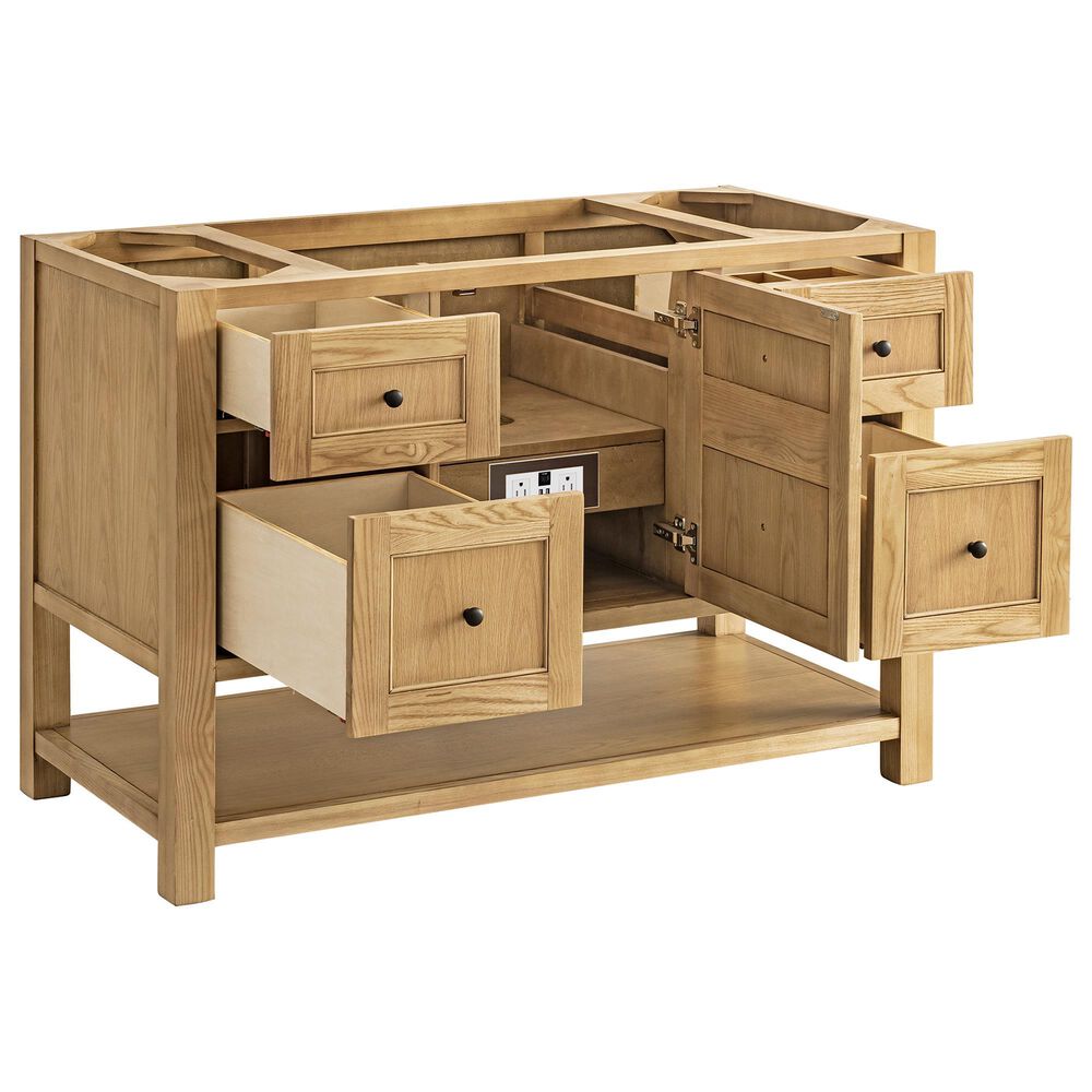 James Martin Vanities Breckenridge 48&quot; Single Bathroom Vanity in Light Natural Oak with 3 cm Victorian Silver Quartz Top and Rectangular Sink, , large