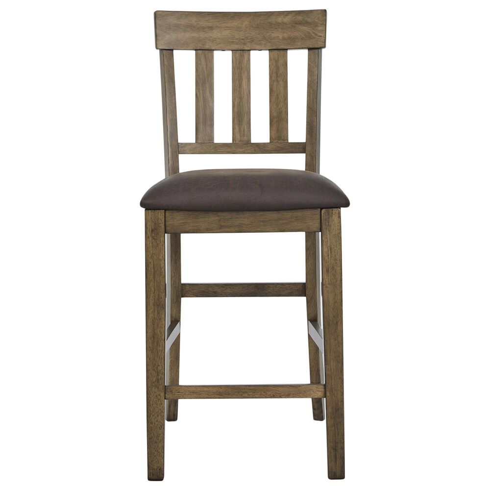Ashley Urbinforte 25.75" Faux Leather Barstool in Light Brown, , large