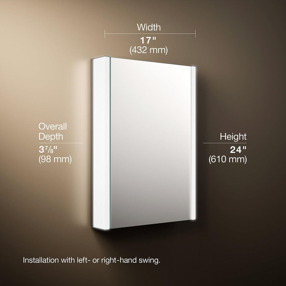 Kohler Maxstow 17" x 24" Lighted Medicine Cabinet in Dark Anodized Aluminum, , large