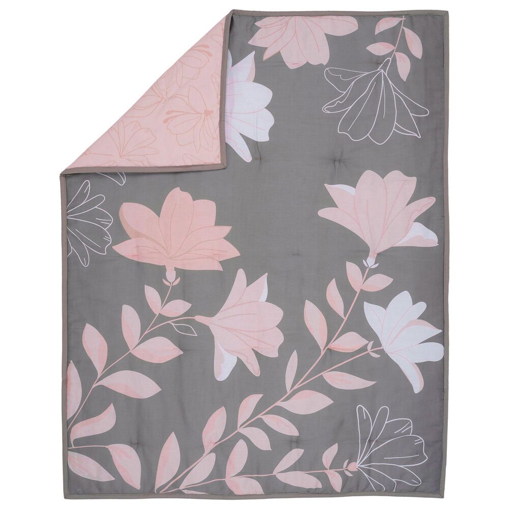 Lambs and Ivy Petals 3-Piece Crib Bedding Set in Mink Gray, Pink, Blush, Rose and White, , large