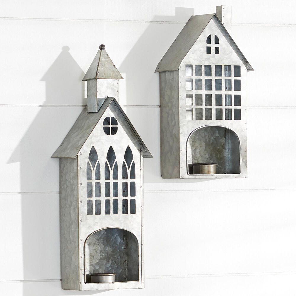 Maple and Jade Farmhouse Church Candle Holder in Gray &#40;Set of 2&#41;, , large