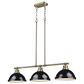 Golden Lighting Duncan 3-Light Pendant with Black Shade in Aged Brass, , large