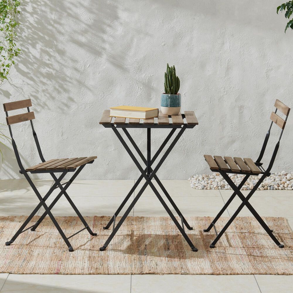 Timberlake 3-Piece Patio Folding Bistro Set in Brown and Black, , large