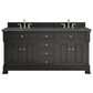James Martin Vanities Brookfield 72" Double Bathroom Vanity in Black Onyx with 3cm Parisien Bleu Quartz Top and Rectangular Sinks, , large