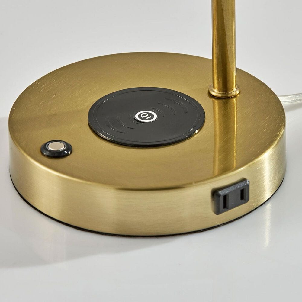 Adesso Dax LED Wireless Charging Desk Lamp in Antique Brass, , large
